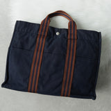 エルメス フールトゥMM キャンバス ハンドバッグ ネイビー / ブラウン