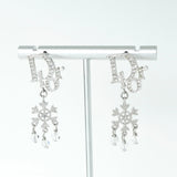 ディオール ロゴ ラインストーン スノー クリスタル ピアス シルバー