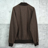 アディダス トレフォイルロゴ 千鳥格子柄 ウールジャケット ブルゾン ブラウン