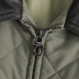 サルバトーレ フェラガモ レザー切り替え キルティングジャケット カーキ