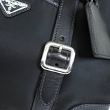 プラダ トライアングルロゴ テスート ポコノ ナイロン レザー トートバッグ ブラック