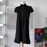 バーバリー ロゴ パフスリーブ Aライン 半袖ワンピース ブラック レディース - NEWSED