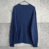 ポロ ラルフローレン ポニーロゴ ケーブル編み ニット ブルー