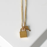 Anagram Padlock Motif Gold Necklace - NEWSED