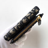 ディオール CDロ トロッター キャンバス/レザー 二つ折り財布 ブルー 未使用品 - NEWSED