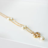 ディオール CDロゴ パール ラインストーン GP ゴールド ネックレス - NEWSED