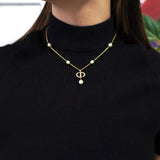 ディオール CDロゴ パール ラインストーン GP ゴールド ネックレス - NEWSED