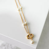 ディオール CDロゴ パール ラインストーン GP ゴールド ネックレス - NEWSED