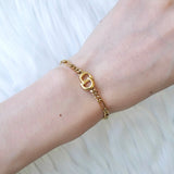 クリスチャン ディオール ヴィンテージ CDロゴ チェーン ブレスレット GP ゴールド - NEWSED