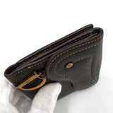 クリスチャン ディオール ヴィンテージ Dロゴ サドル レザー 二つ折り財布 ブラウン - NEWSED