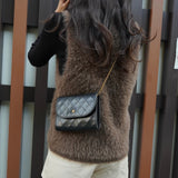 シャネル ココマーク プッシュロック マトラッセ ラムスキン チェーン ショルダーバッグ ブラック