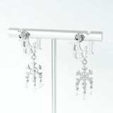 ディオール ロゴ ラインストーン スノー クリスタル ピアス シルバー