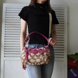 コーチ シグネチャー キャンバス ハンドバッグ ワンショルダーバッグ ベージュ / ピンク F24063 - NEWSED