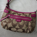 コーチ シグネチャー キャンバス ハンドバッグ ワンショルダーバッグ ベージュ / ピンク F24063 - NEWSED