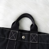 エルメス ドーヴィルPM キャンバス ハンドバッグ ブラック / ホワイトステッチ