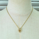 クリスチャン ディオール Diorロゴ ハート ラインストーン ネックレス GPゴールド