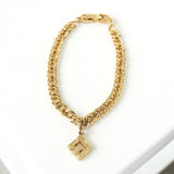 ジバンシィ ヴィンテージ Gロゴ 1Pストーン GPゴールド チェーン ブレスレット - NEWSED