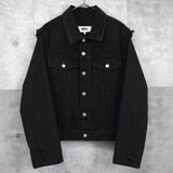 エムエムシックス メゾンマルジェラ 異素材切り替え シャツ袖 ブラック デニムジャケット Gジャン - NEWSED