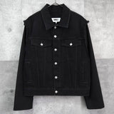 エムエムシックス メゾンマルジェラ 異素材切り替え シャツ袖 ブラック デニムジャケット Gジャン - NEWSED