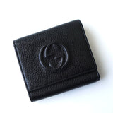 グッチ ソーホー インターロッキングG レザー 三つ折り財布 ブラック - NEWSED