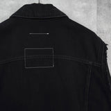 エムエムシックス メゾンマルジェラ 異素材切り替え シャツ袖 ブラック デニムジャケット Gジャン - NEWSED