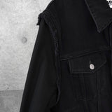 エムエムシックス メゾンマルジェラ 異素材切り替え シャツ袖 ブラック デニムジャケット Gジャン - NEWSED