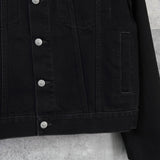 エムエムシックス メゾンマルジェラ 異素材切り替え シャツ袖 ブラック デニムジャケット Gジャン - NEWSED