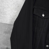 エムエムシックス メゾンマルジェラ 異素材切り替え シャツ袖 ブラック デニムジャケット Gジャン - NEWSED