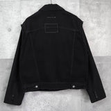 エムエムシックス メゾンマルジェラ 異素材切り替え シャツ袖 ブラック デニムジャケット Gジャン - NEWSED