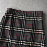 バーバリー ノバチェック ウール タイト スカート グレー