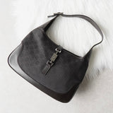 グッチ ジャッキー GGデニム / レザー ワンショルダーバッグ 00963 ブラック - NEWSED