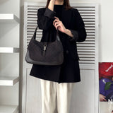 グッチ ジャッキー GGデニム / レザー ワンショルダーバッグ 00963 ブラック - NEWSED