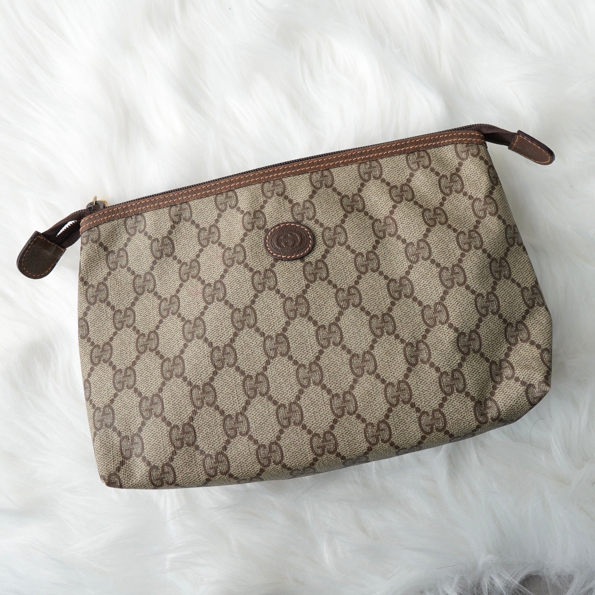 【美品】GUCCI レザー GG スプリーム ポーチ ブラウン 保存箱付き GUCCI / グッチ GGスプリームポーチ | yokonota | ヨコノタ