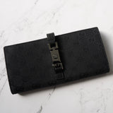 グッチ ジャッキー GGキャンバス/レザー 二つ折り財布 長財布 ブラック 05479 - NEWSED