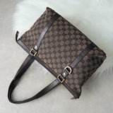 グッチ GGキャンバス トートバッグ ハンドバッグ ブラウン - NEWSED