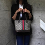 グッチ シェリー GGスプリーム レザー トートバッグ ブラウン - NEWSED