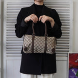 グッチ GGキャンバス / レザー ハンドバッグ ミニボストンバッグ 肩掛け ブラウン - NEWSED