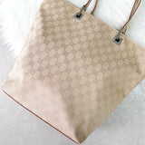 グッチ GGキャンバス / レザー トートバッグ ベージュ - NEWSED