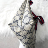 オールド グッチ シェリーライン GGスプリーム / レザートートバッグ ベージュ ネイビー - NEWSED