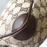 グッチ GGキャンバス / レザー ハンドバッグ ミニボストンバッグ 肩掛け ブラウン - NEWSED