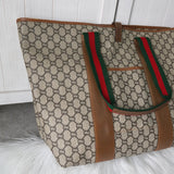 グッチ シェリーライン GGプラス / レザー トートバッグ ブラウン - NEWSED