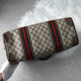 オールド グッチ シェリーライン GGスプリーム / レザー ボストンバッグ ベージュ - NEWSED