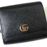 グッチ GGマーモント レザー 二つ折り財布 ブラック - NEWSED