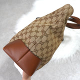 グッチ GGキャンバス / レザー トートバッグ ブラウン - NEWSED