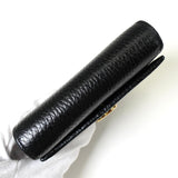 グッチ GGマーモント レザー 二つ折り財布 ブラック - NEWSED