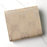 グッチ ジャンボ GGキャンバス / レザー 二つ折り財布 ベージュ - NEWSED