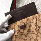 グッチ シェリーライン GGキャンバス/レザー ウエストポーチ ボディバッグ ブラック 28566 - NEWSED