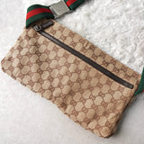 グッチ シェリーライン GGキャンバス/レザー ウエストポーチ ボディバッグ ブラック 28566 - NEWSED