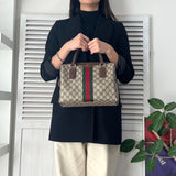 グッチ シェリーライン GGスプリーム / レザー 2way ハンドバッグ ショルダーバッグ ベージュ - NEWSED