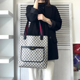 オールド グッチ シェリーライン GGスプリーム トートバッグ ホワイト / ネイビー - NEWSED